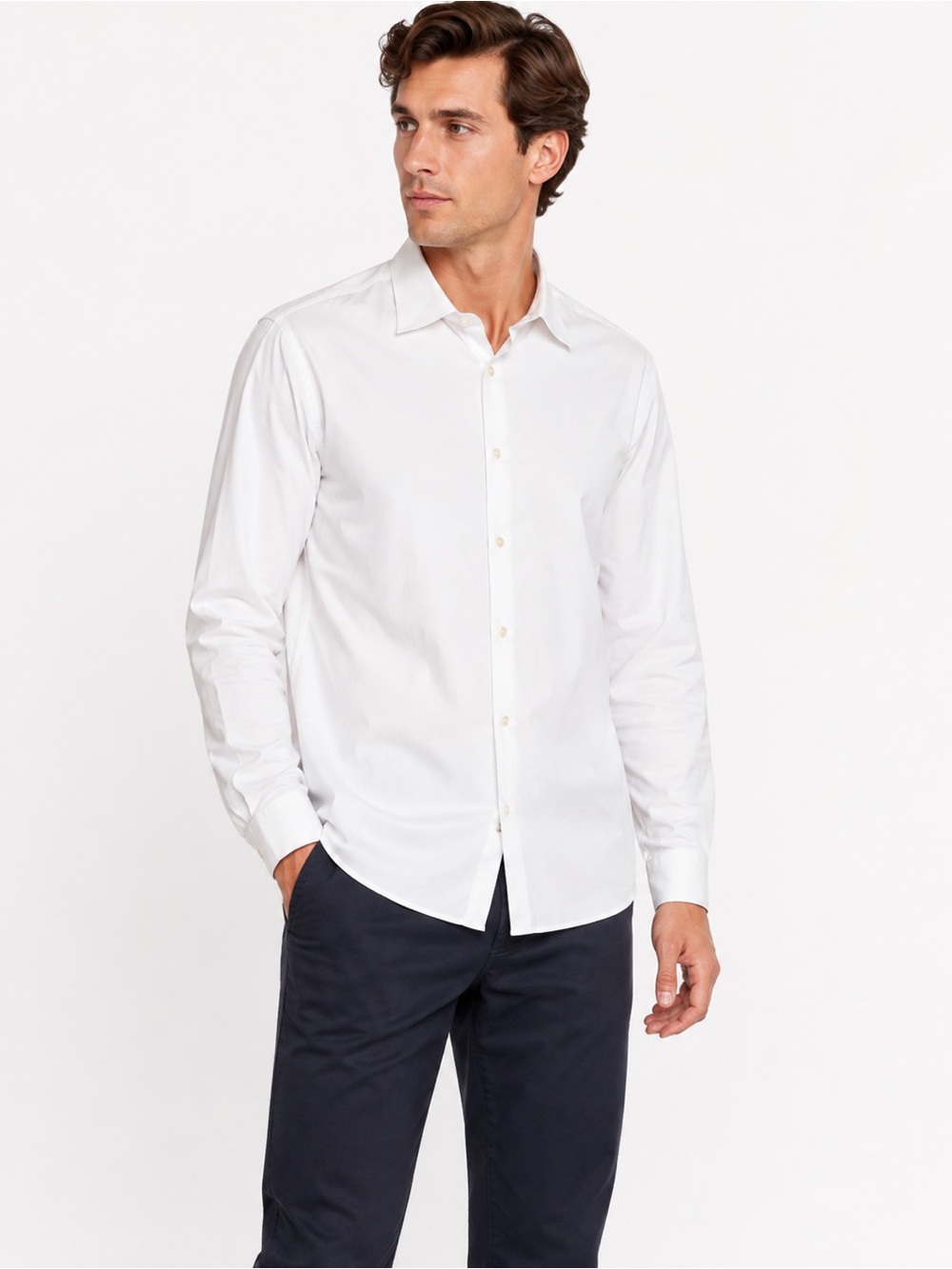 Express Men’s White Fitted Button Down Dress Shirt Size Large L